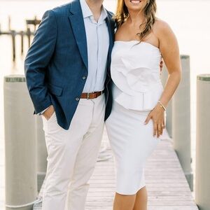 CHIARA BONI LA PETITE ROBE Hebe strapless ruffled sheath dress